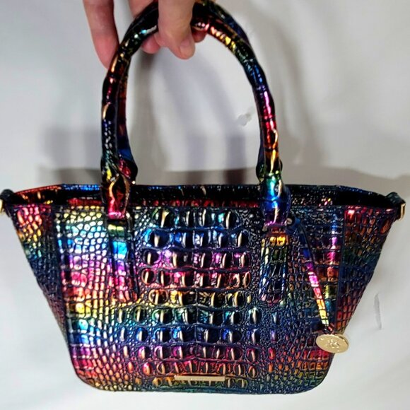 NWT BRAHMIN SMALL ASHLEE TECHNICOLOR SHOULDER BAG-RAINBOW PRIDE METALLIC PURSE - Picture 4 of 10